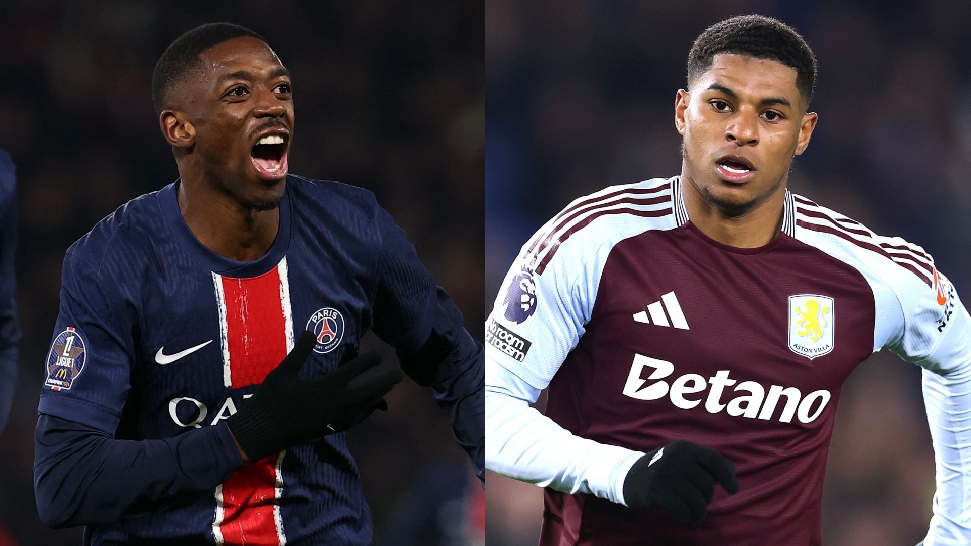 Ousmane Dembele  PSG Marcus Rashford Aston Villa
