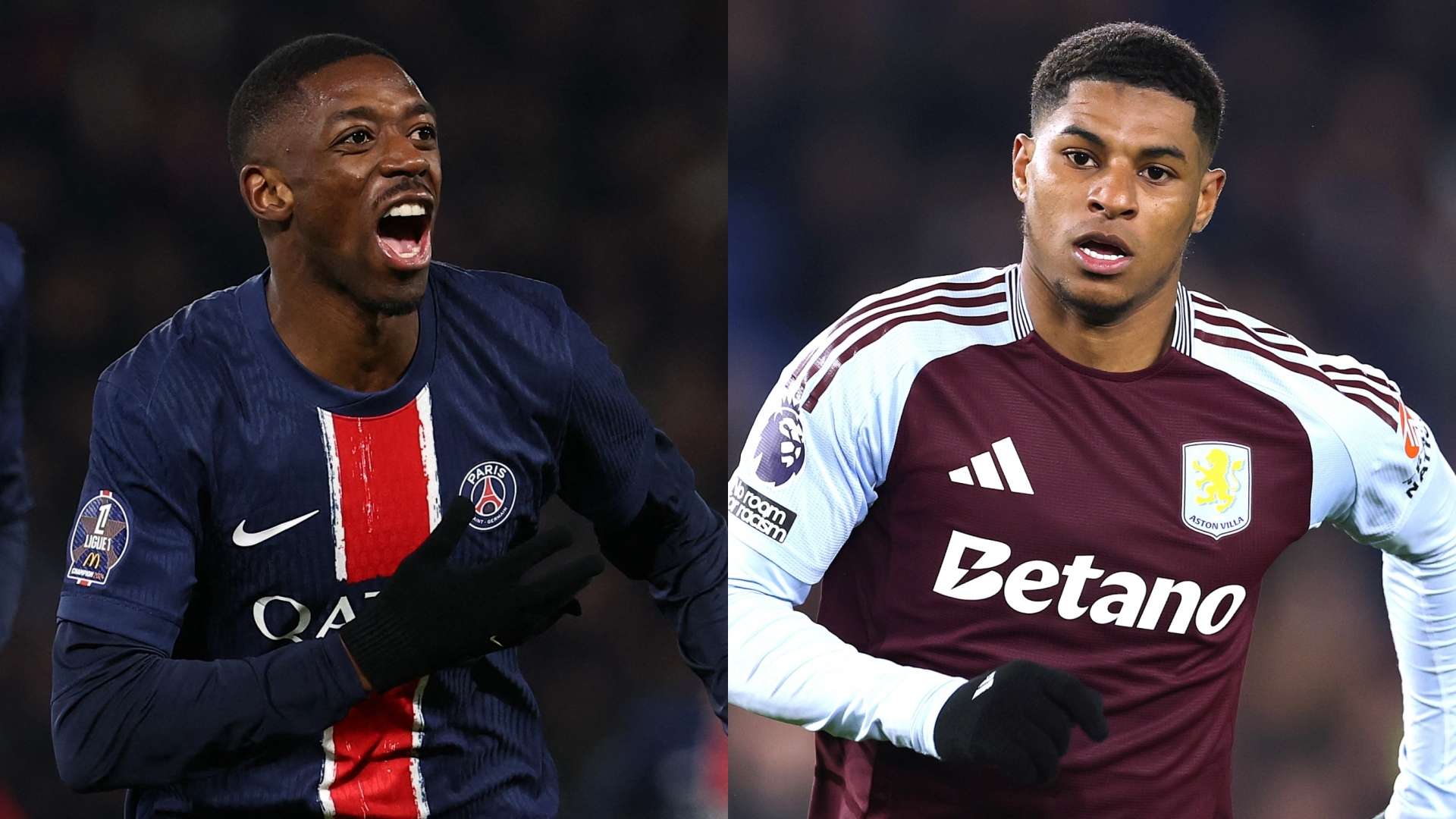 Ousmane Dembele PSG Marcus Rashford Aston Villa