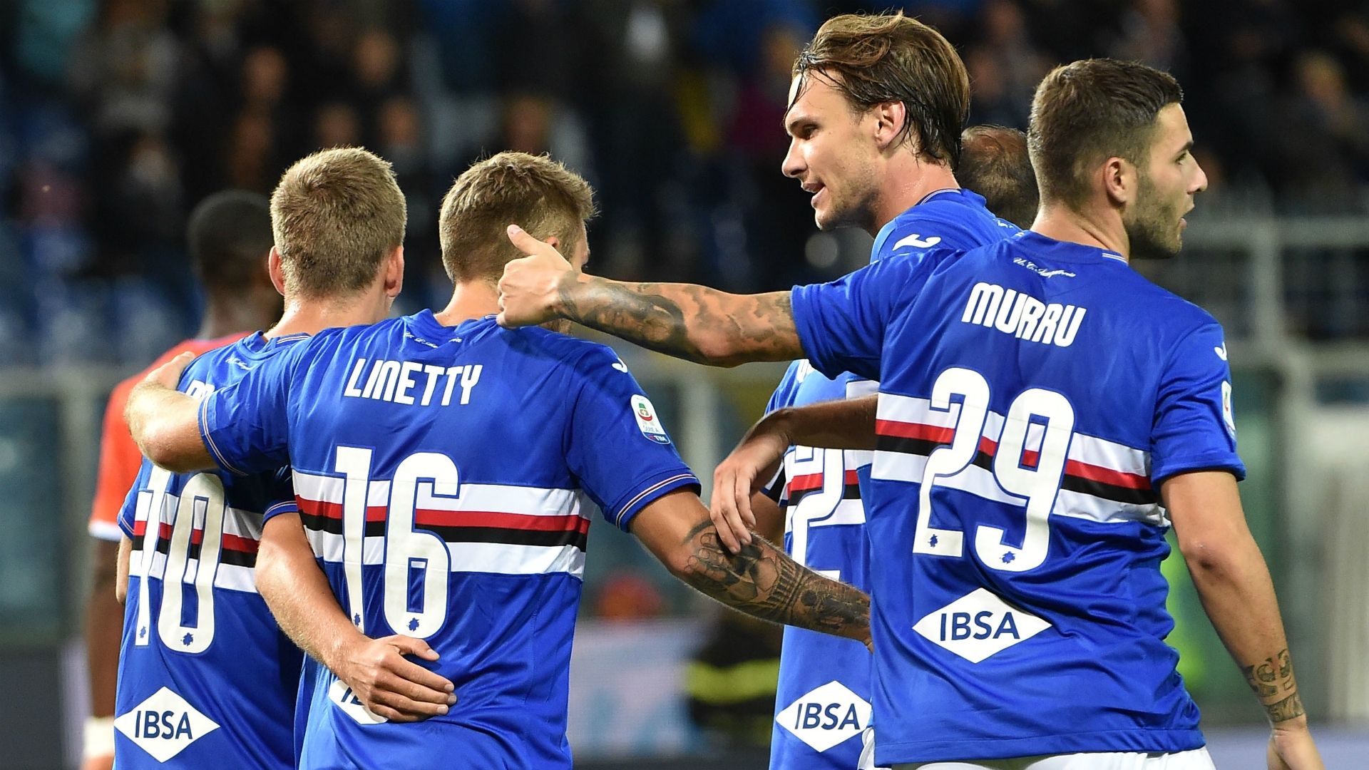 Sampdoria celebrating Sampdoria SPAL Serie A