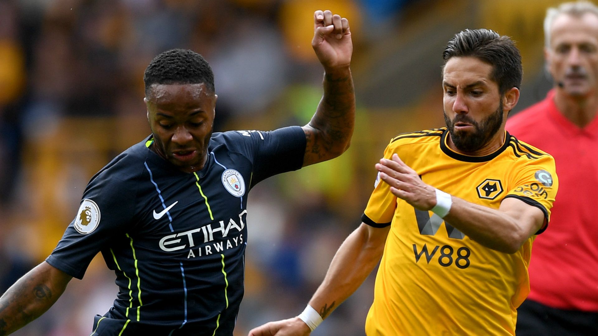 Raheem Sterling Joao Moutinho Manchester City Wolves 2018-19
