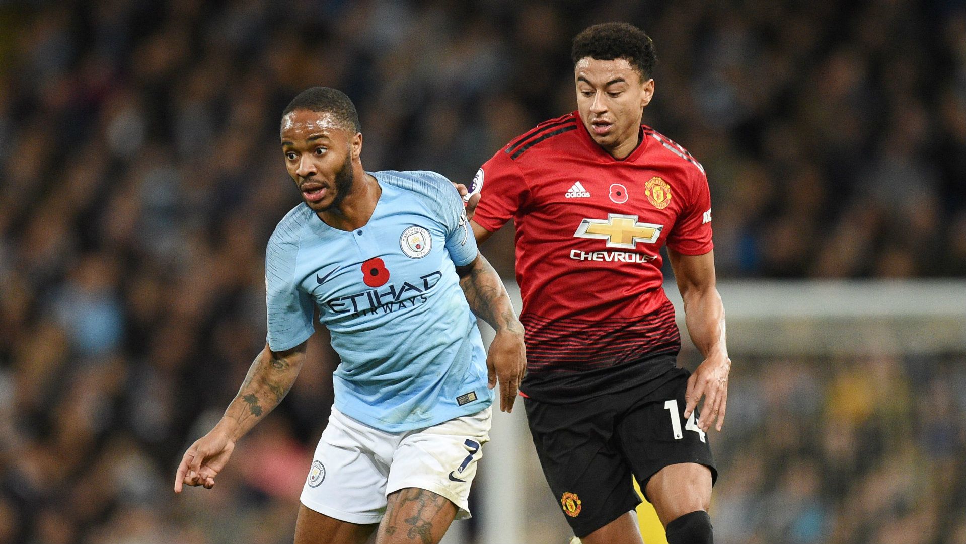 Raheem Sterling Jesse Lingard Manchester City vs Manchester United Premier League 2018-19