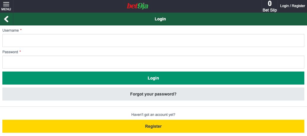 Bet9ja Mobile Lite Login.