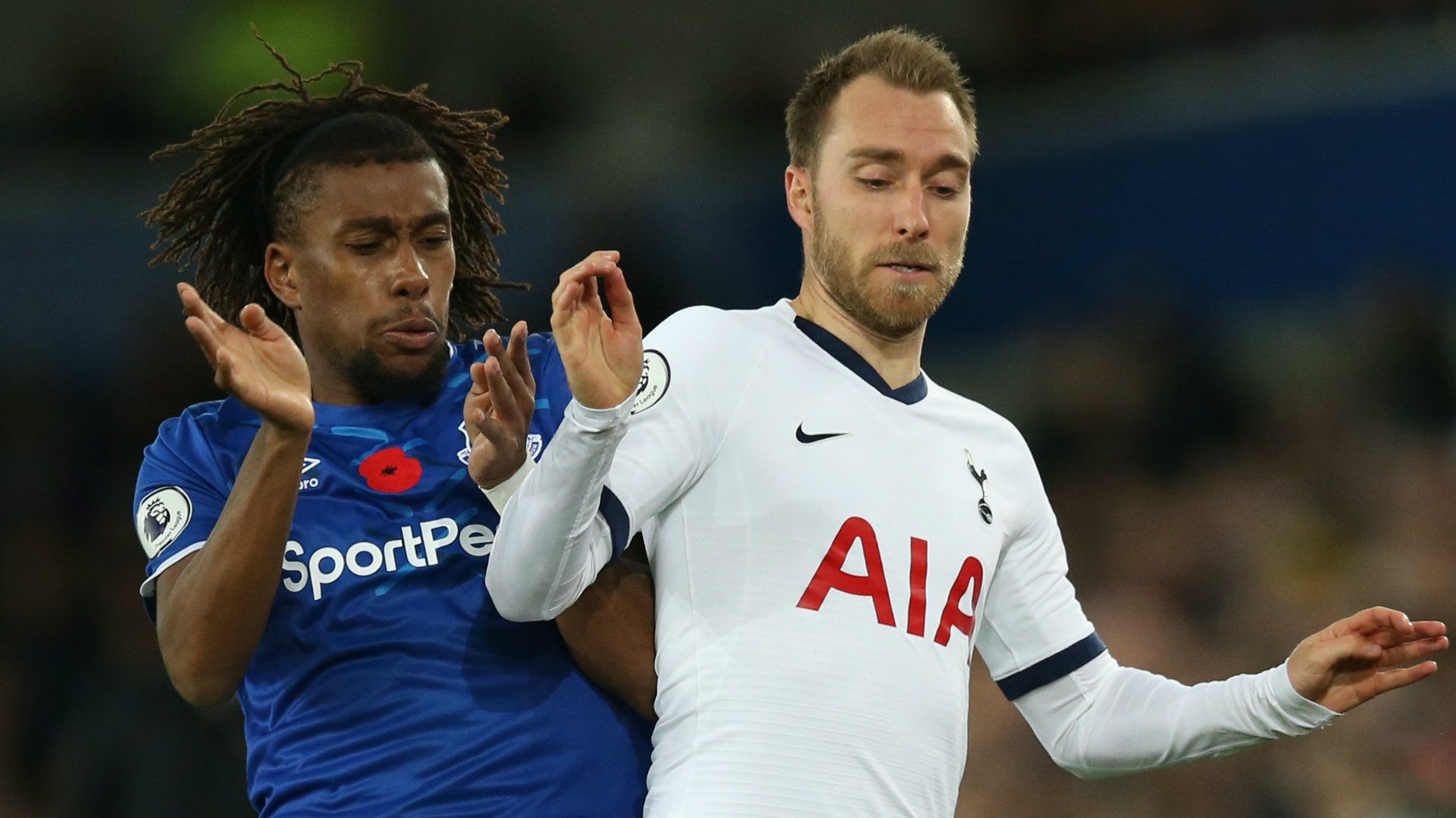 Alex Iwobi Christian Eriksen Everton vs Tottenham 2019-20