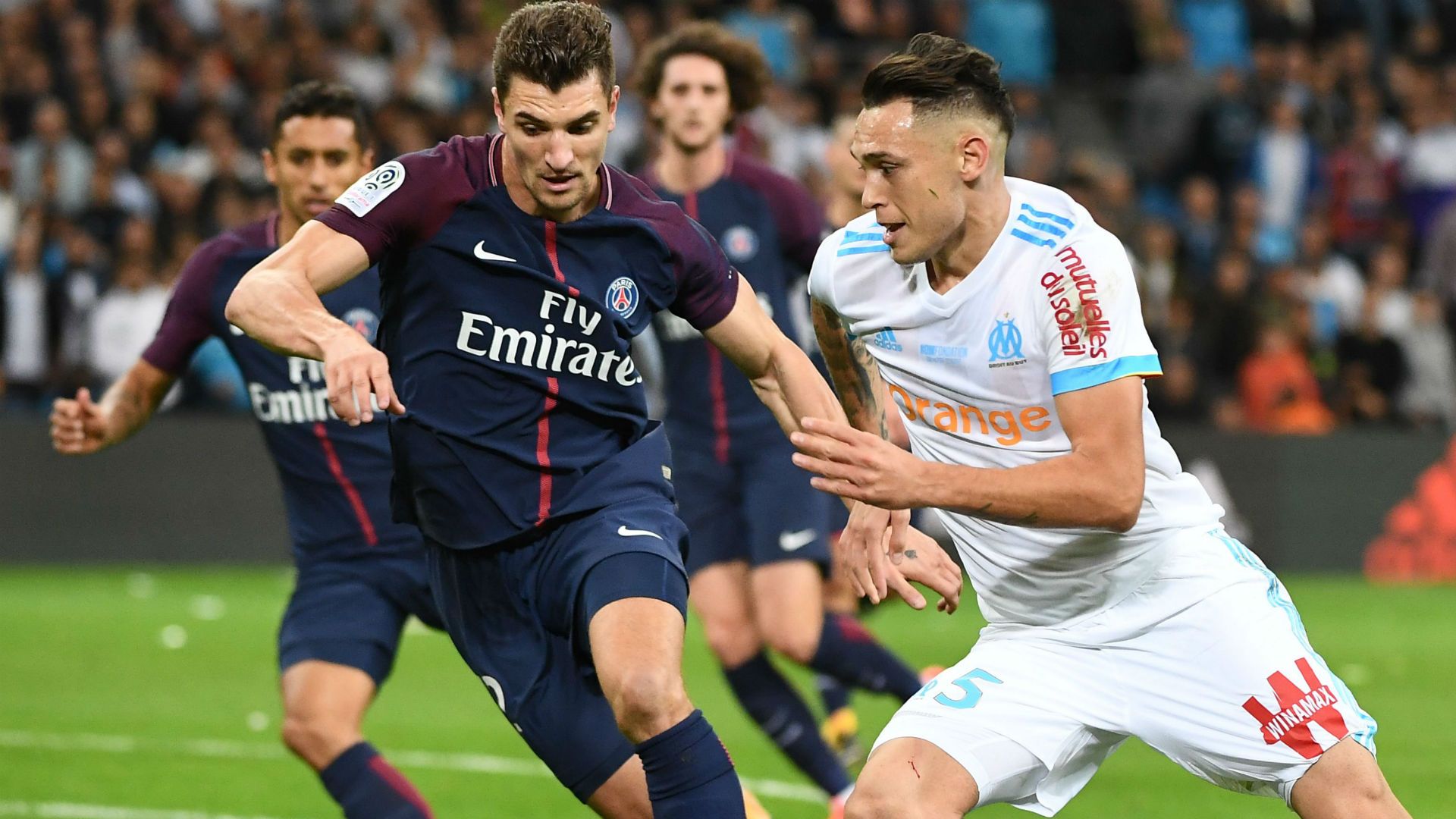 Lucas Ocampos Thomas Meunier Marseille PSG Ligue 1 22102017