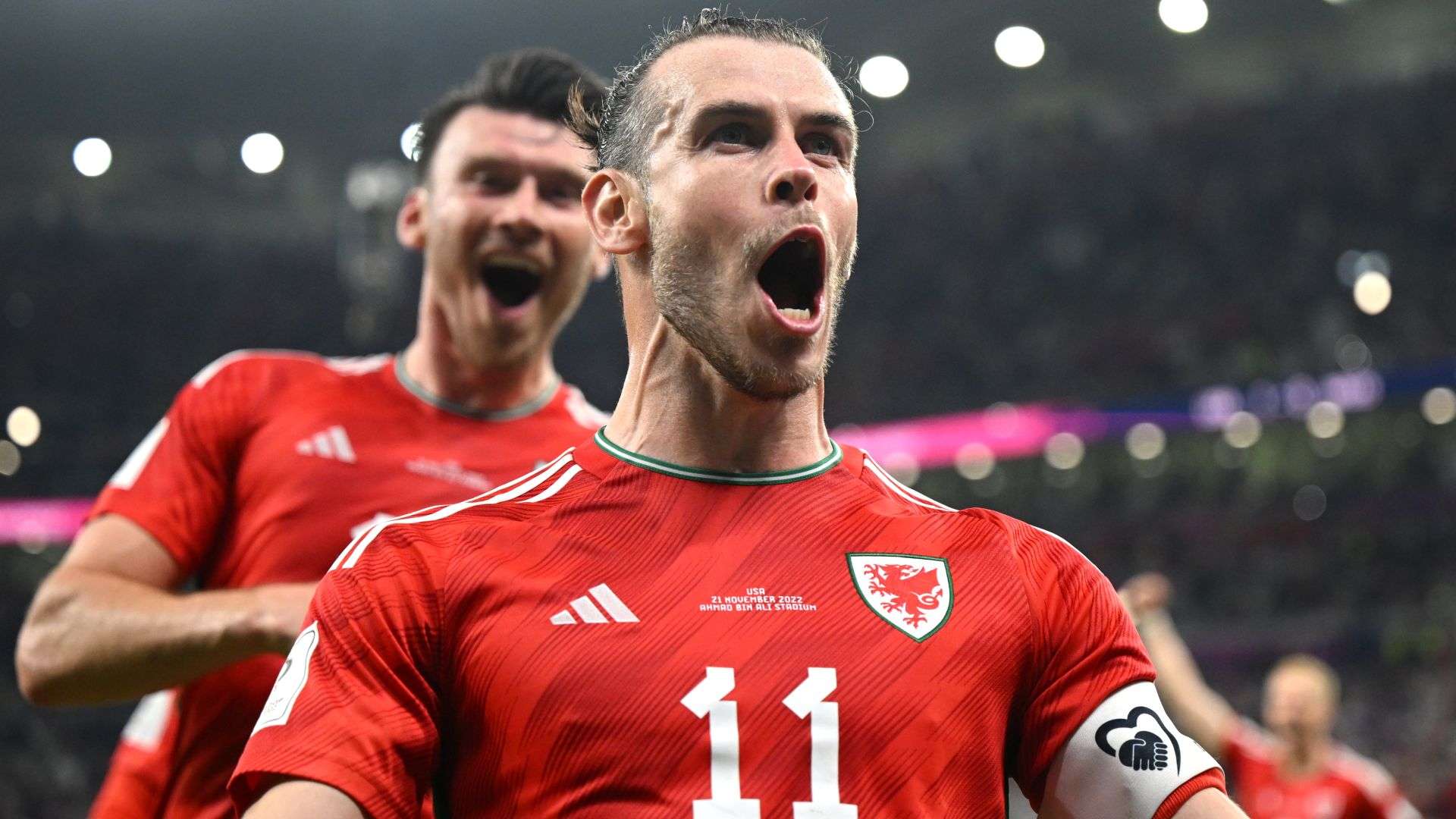 Bale celebrating Wales WC 2022