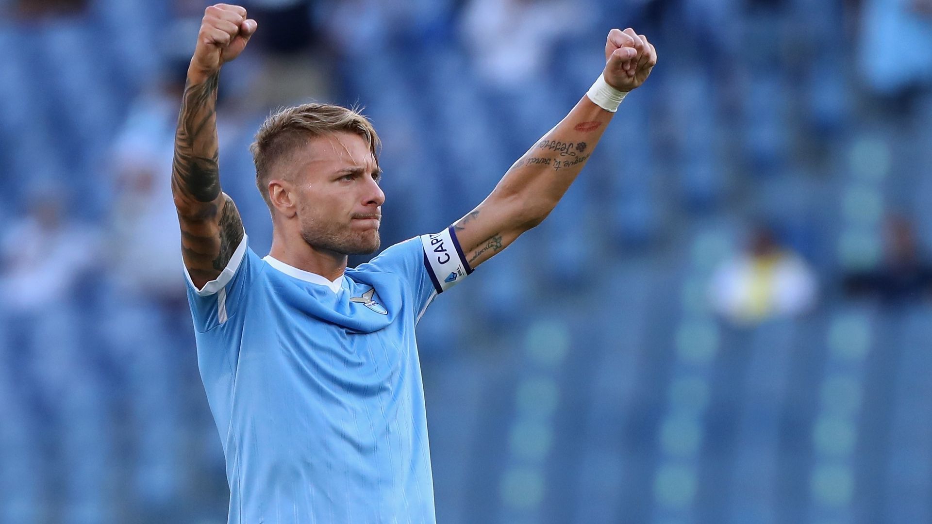 Immobile celebrating Lazio Spezia Serie A
