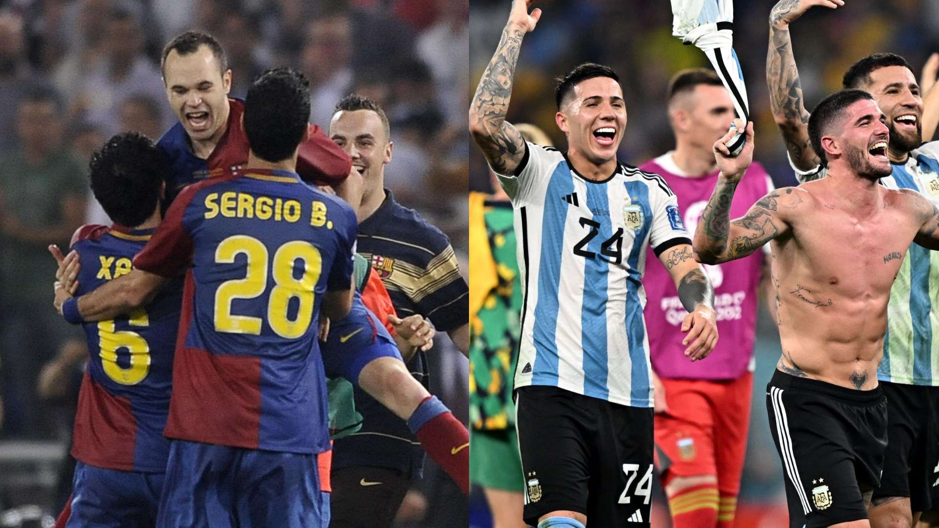 Xavi Iniesta Busquets Barcelona 2009 De Paul Enzo Fernandez Argentina 2022