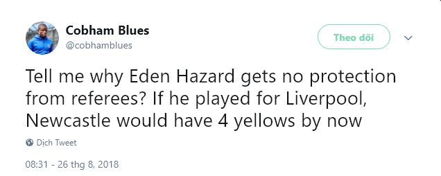 Chelsea fans bemoan Newcastle kill Hazard