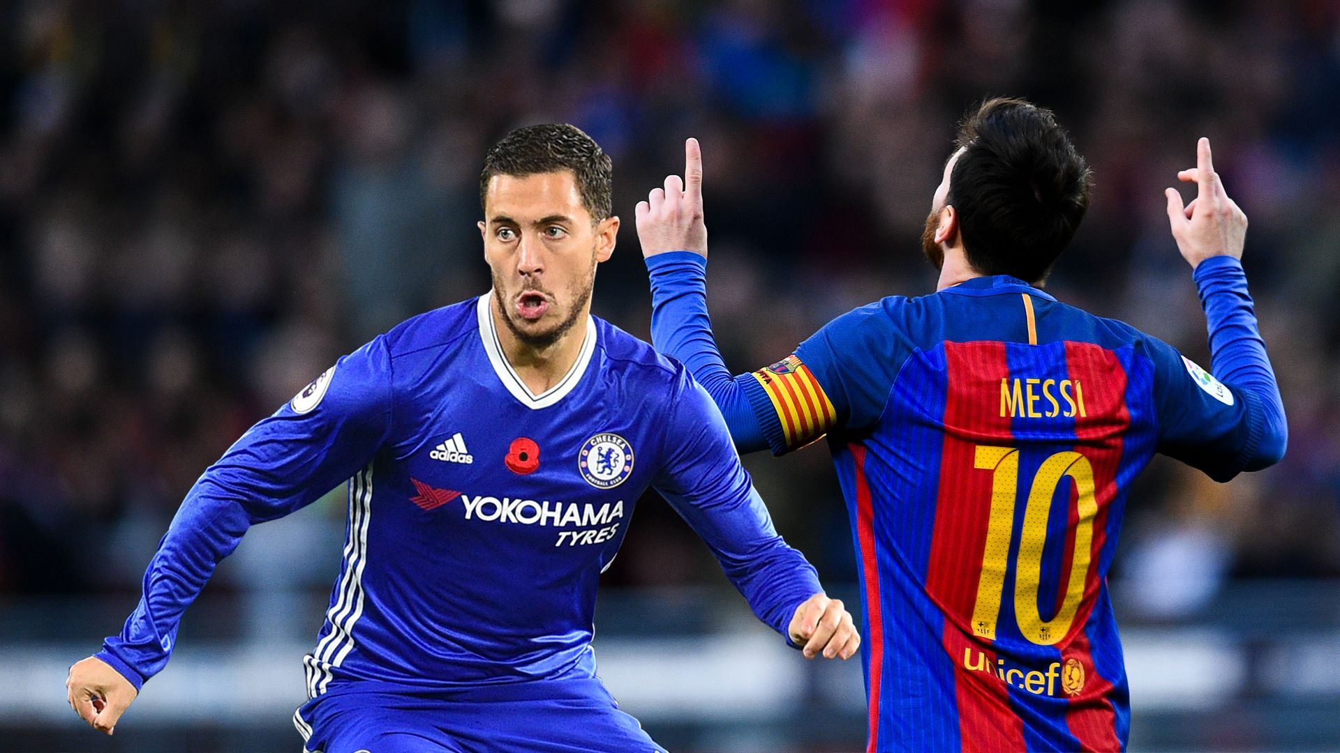 Eden Hazard and Lionel Messi