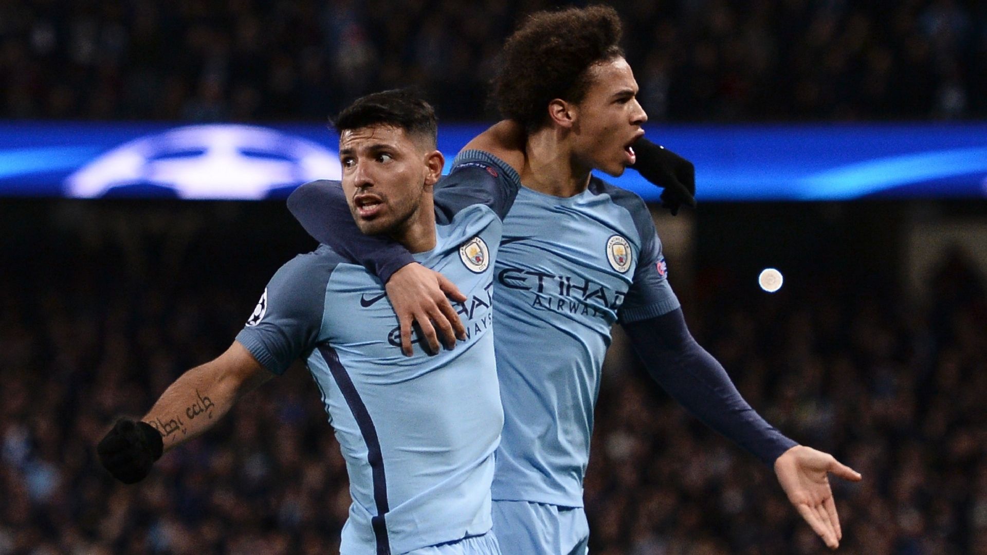 Sergio Aguero, Leroy Sane, Man City
