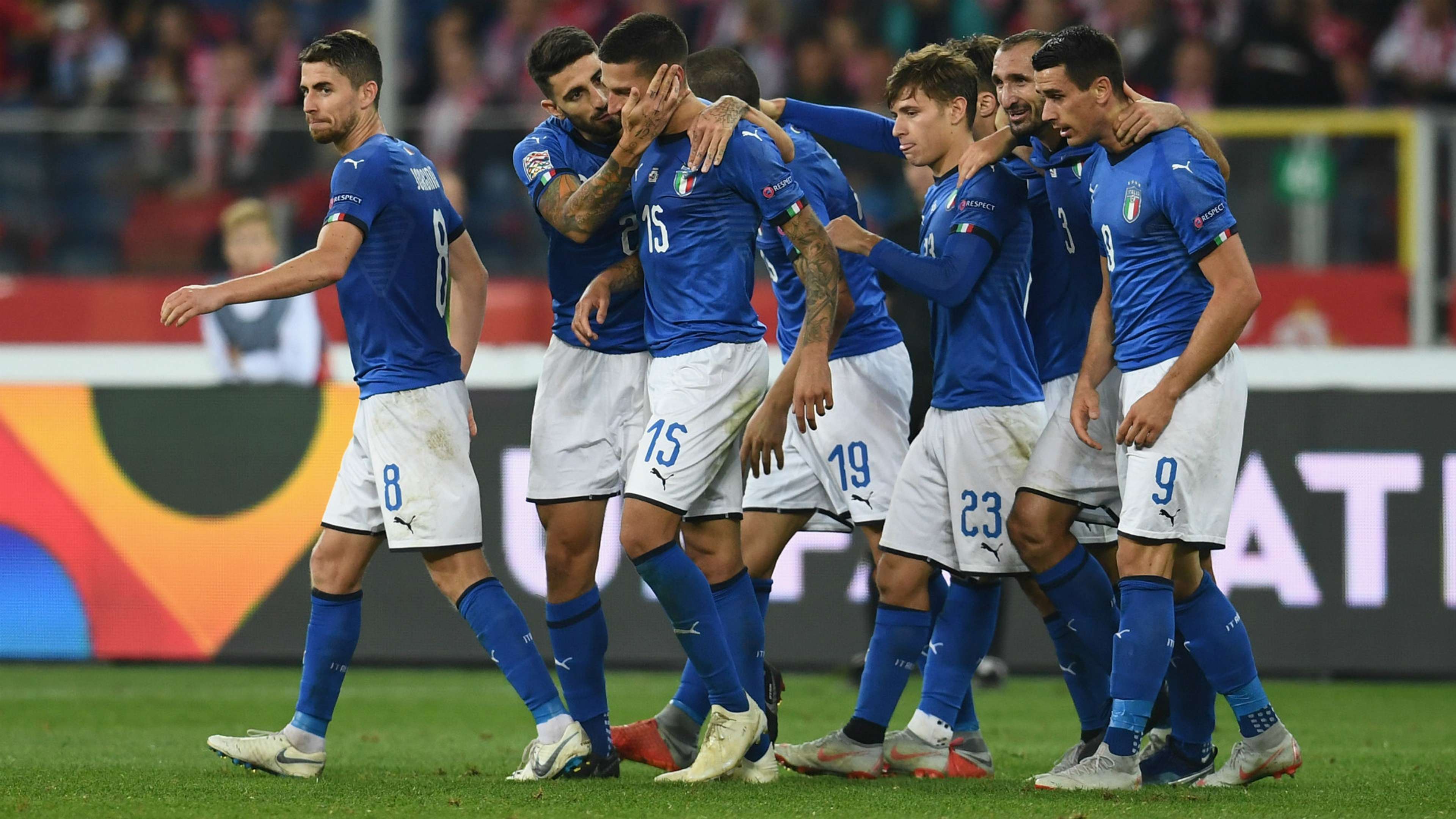 Italy celebrates against Poland Nations League