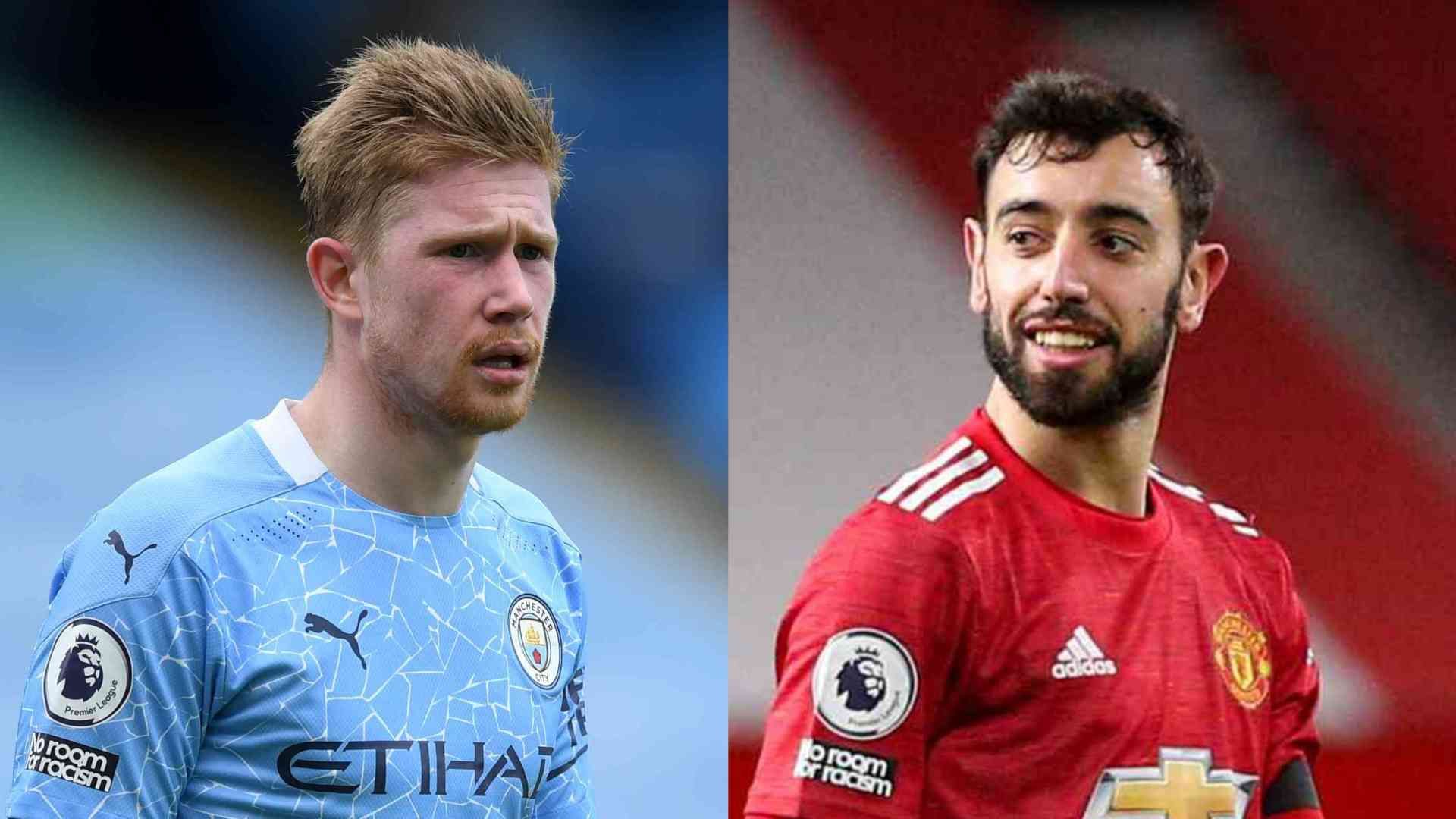 De Bruyne Manchester City Bruno Fernandes Manchester United 2020-21