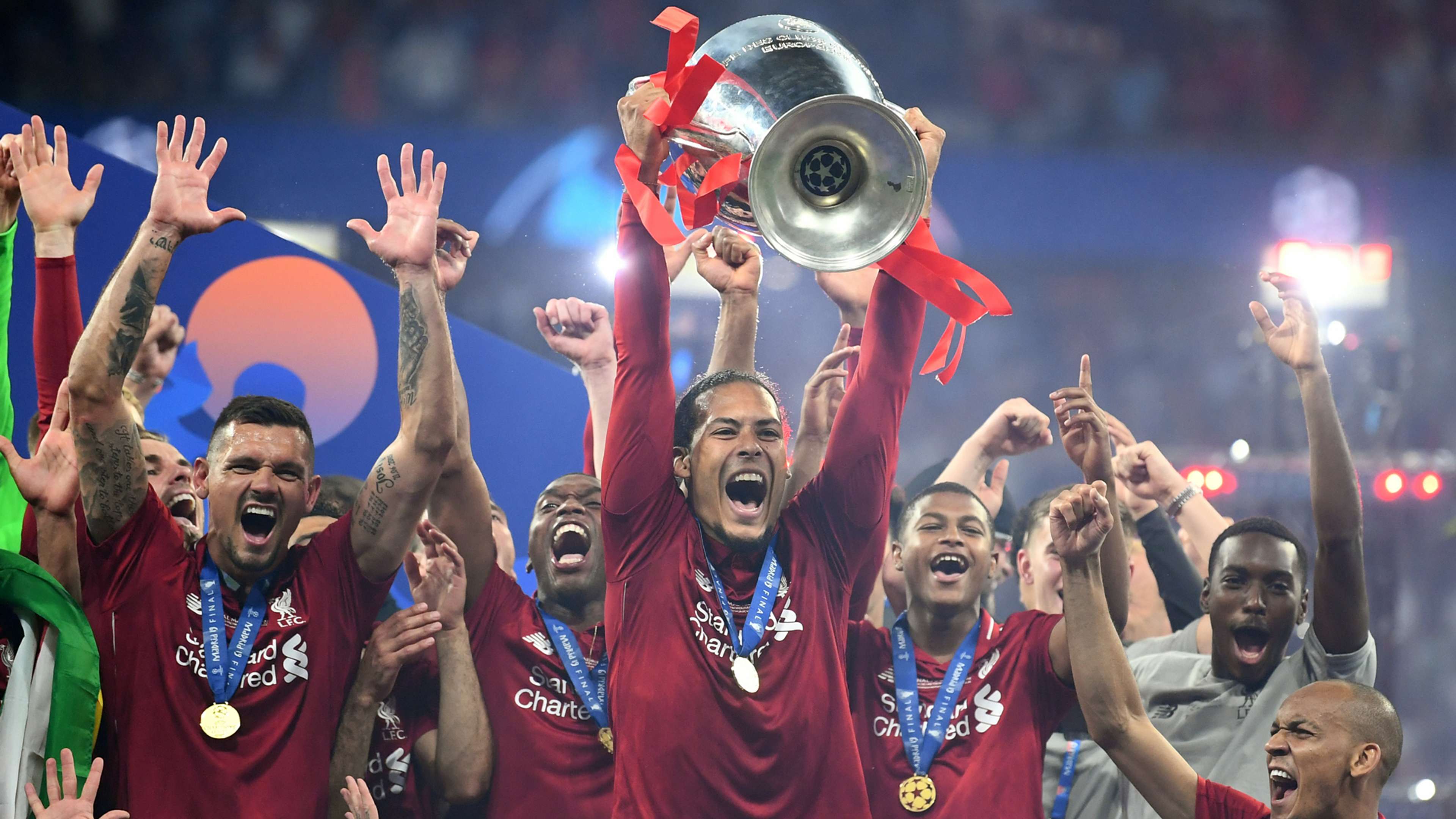 Virgil van Dijk Champions League trophy Liverpool