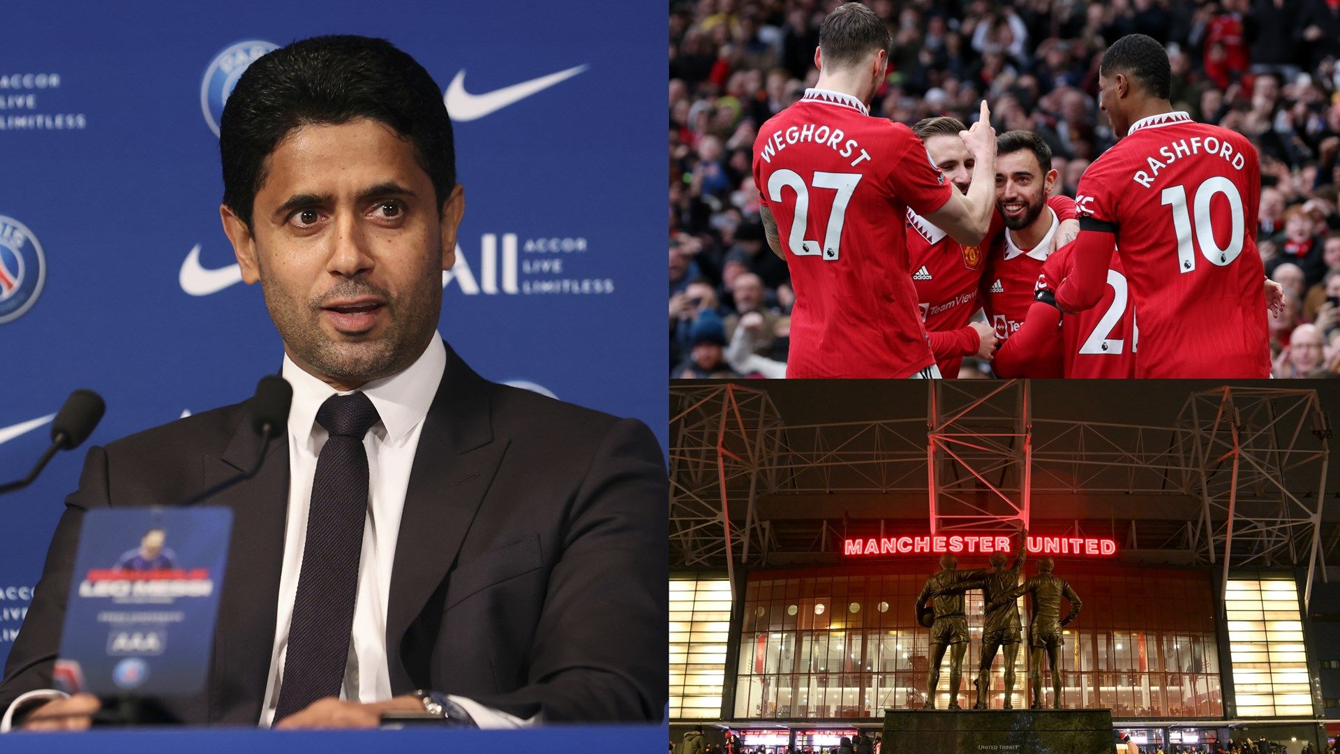 PSG-president-Ten-Hag-Man-Utd-Old-Trafford-Fernandes-Rashford-GFX