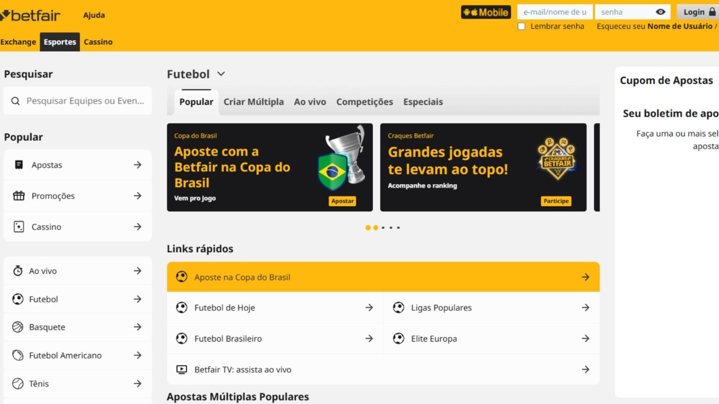 Betfair apostas futebol