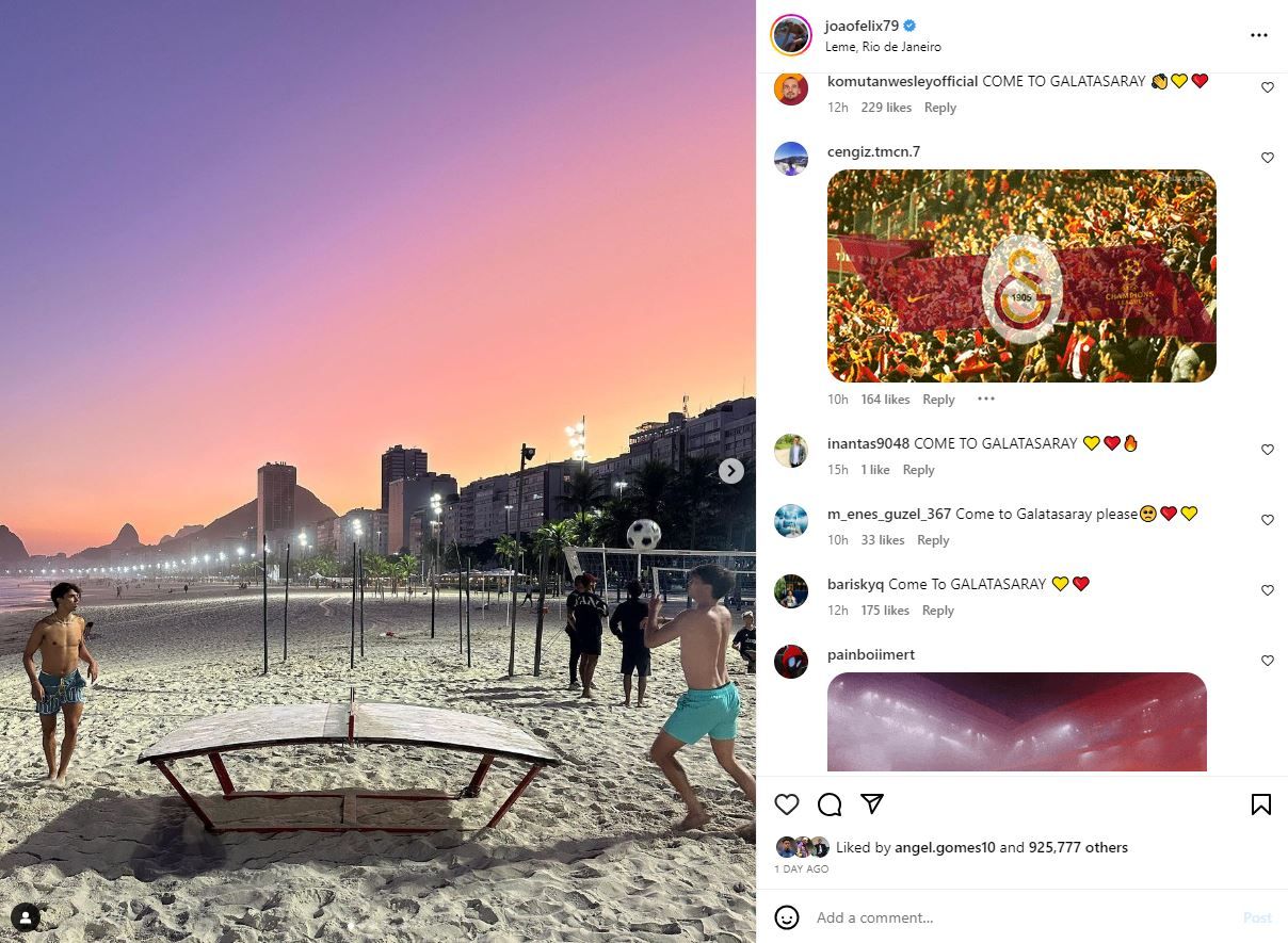 Joao Felix Instagram Galatasaray fans