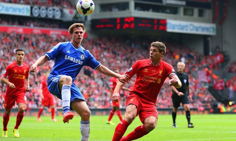 Tomas Kalas Steven Gerrard Liverpool  Chelsea Premier League 04272014