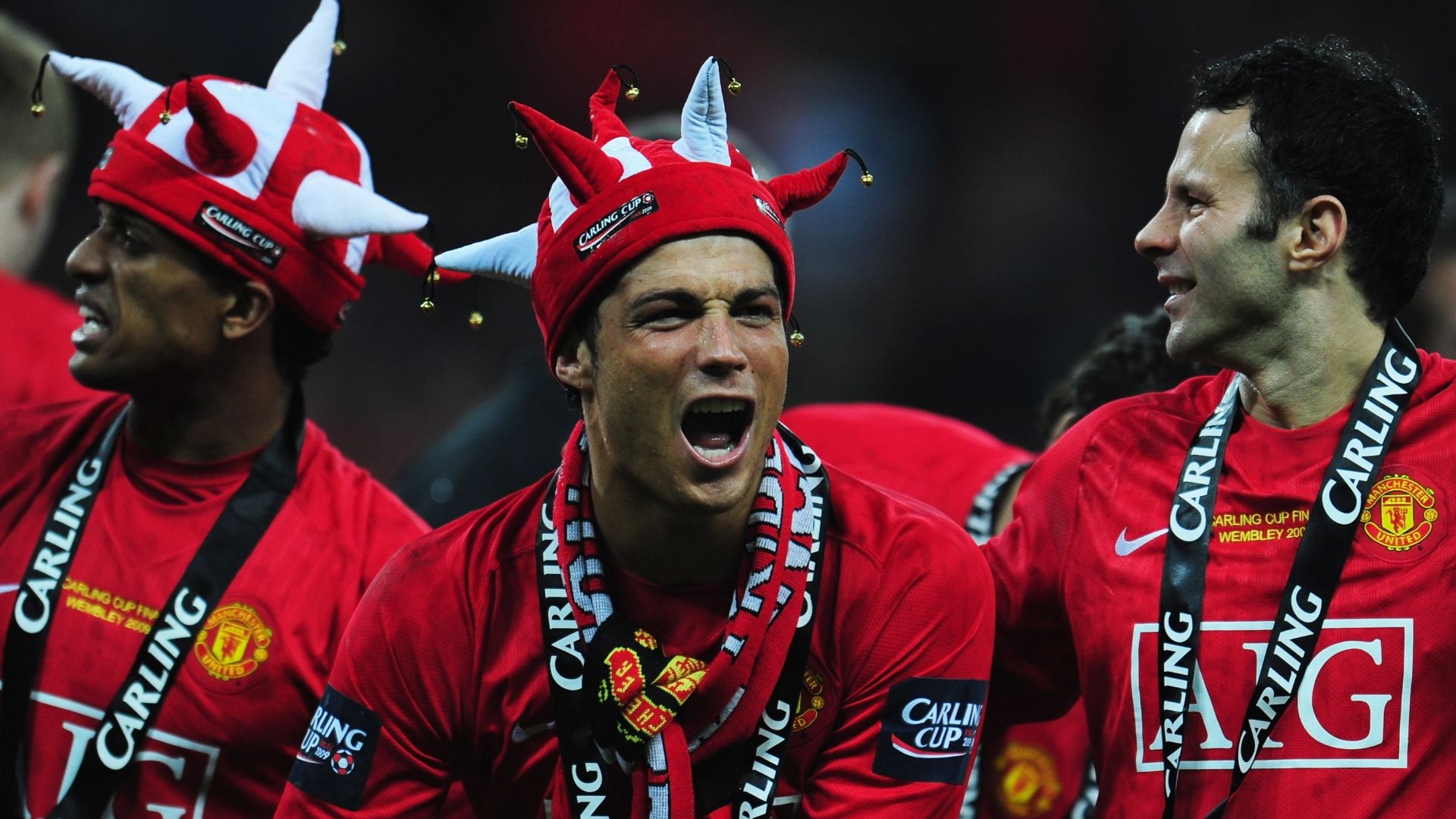 Luis Nani, Cristiano Ronaldo, Ryan Giggs, Man Utd 2009