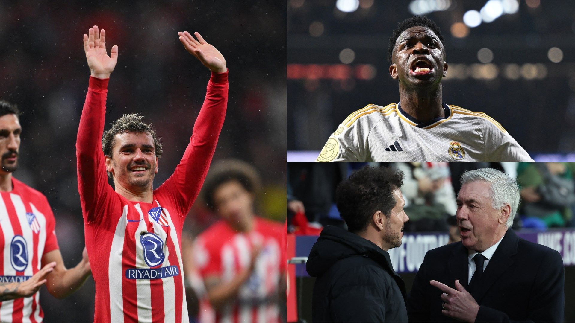Antoine Griezmann Carlo Ancelotti Diego Simeone Vinicius Junior Real Madrid Atletico 2024 