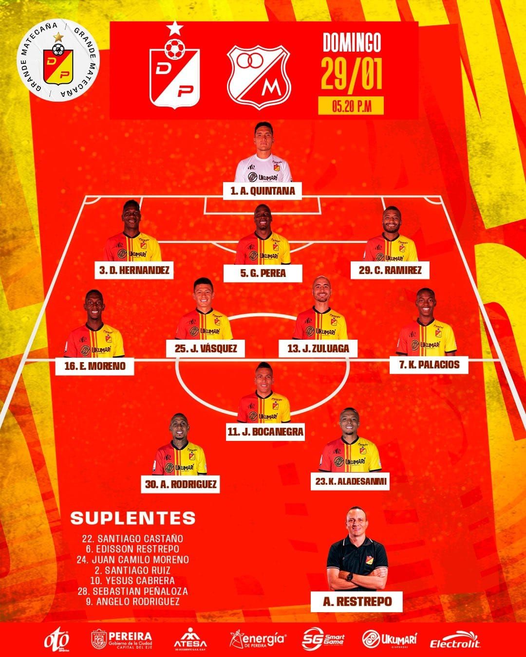 Nómina Pereira Millonarios Liga BetPlay 2023 I