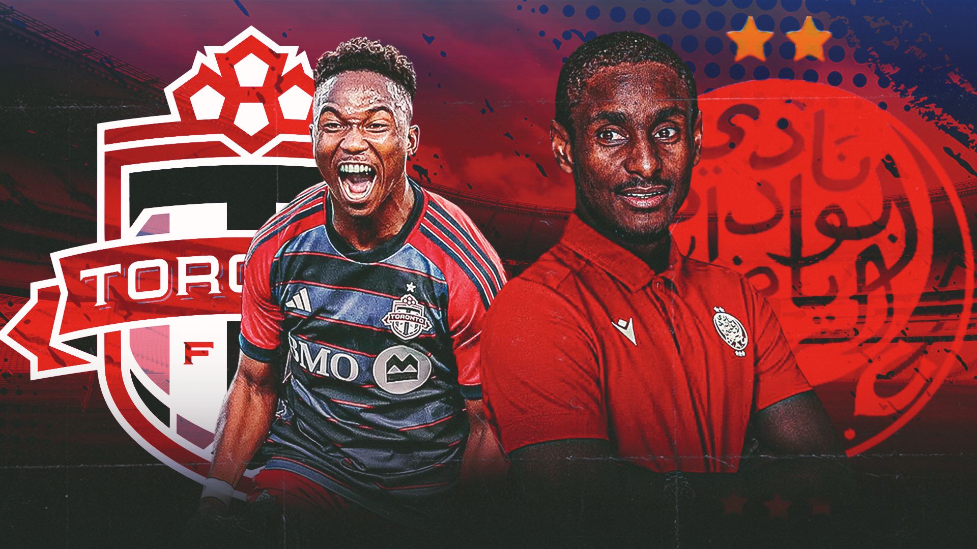 Cassius Mailula of Toronto FC and Rhulani Mokwena of Wydad Casablanca