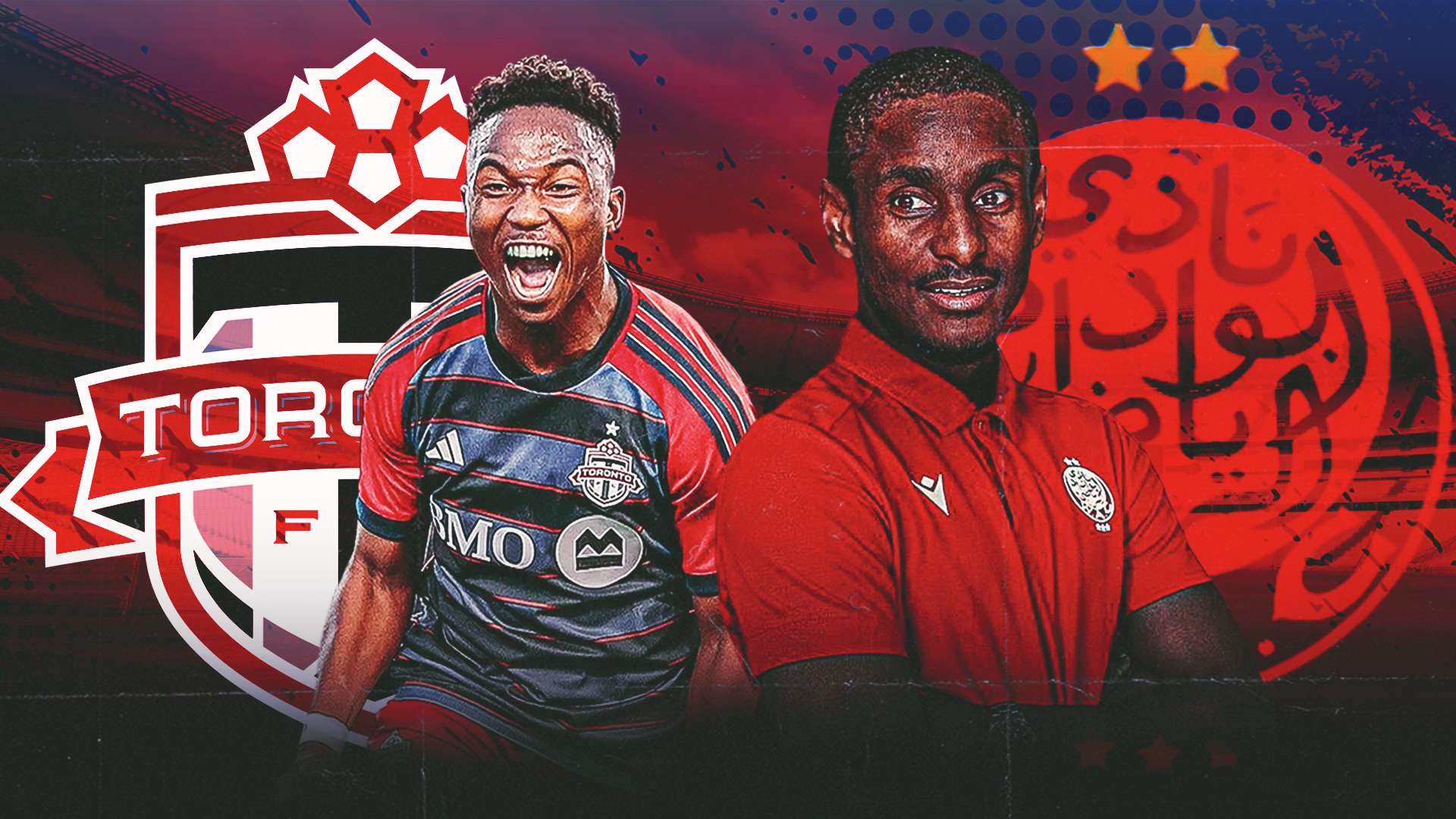 Cassius Mailula of Toronto FC and Rhulani Mokwena of Wydad Casablanca