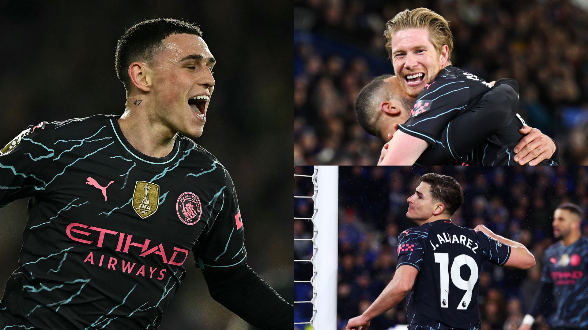 Phil Foden, Kevin De Bruyne and Julian Alvarez score