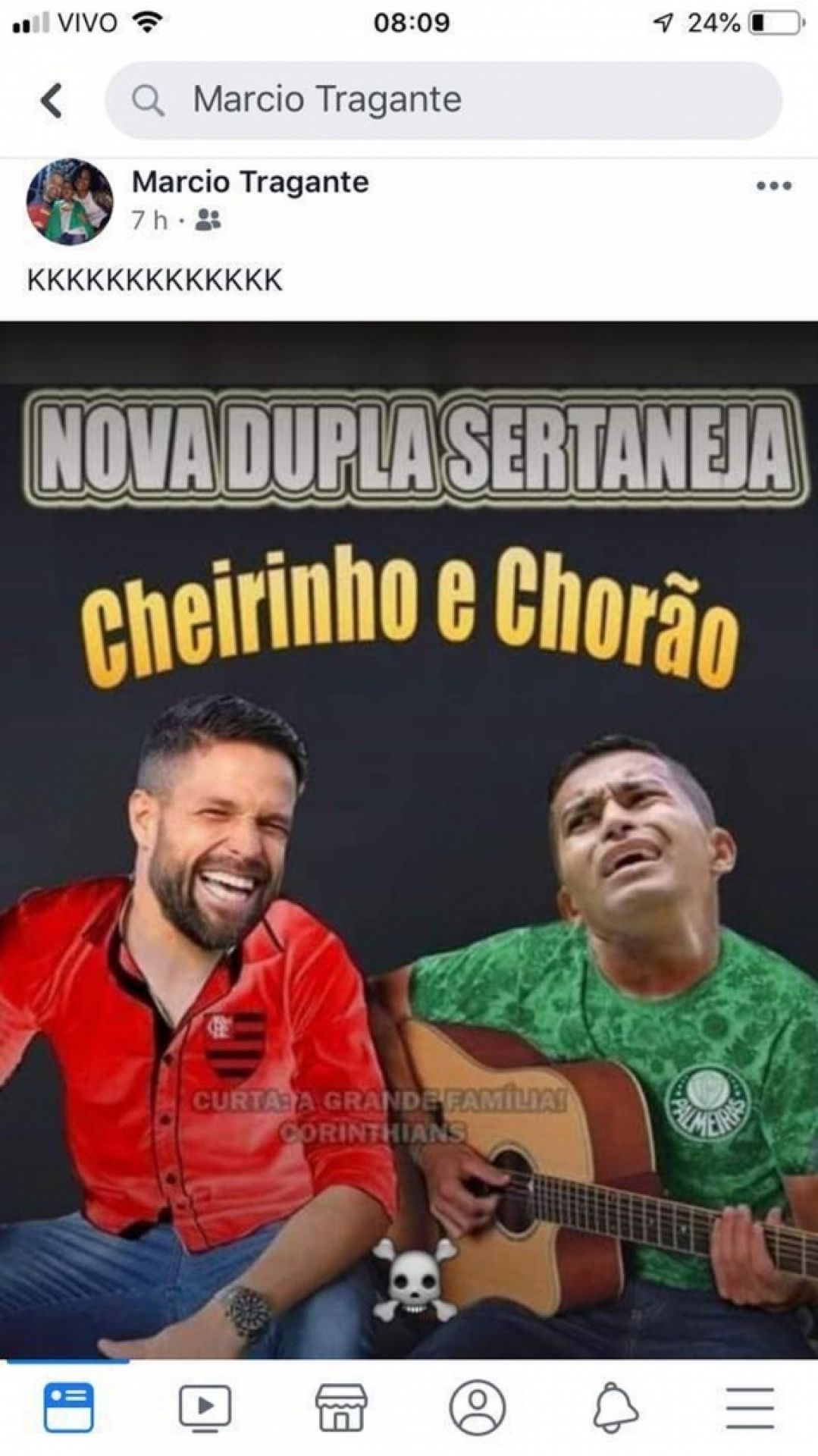 Árbitro ironiza Palmeiras e Flamengo em publicação no Facebook