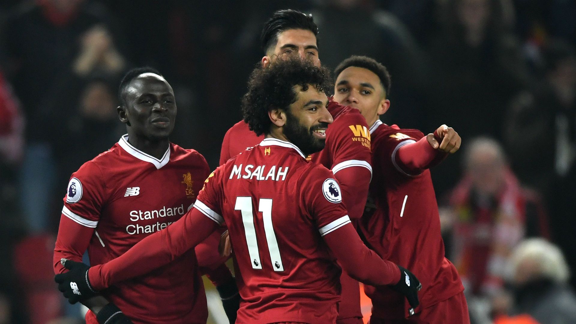 Liverpool celebration Salah Mane Alexander Arnold