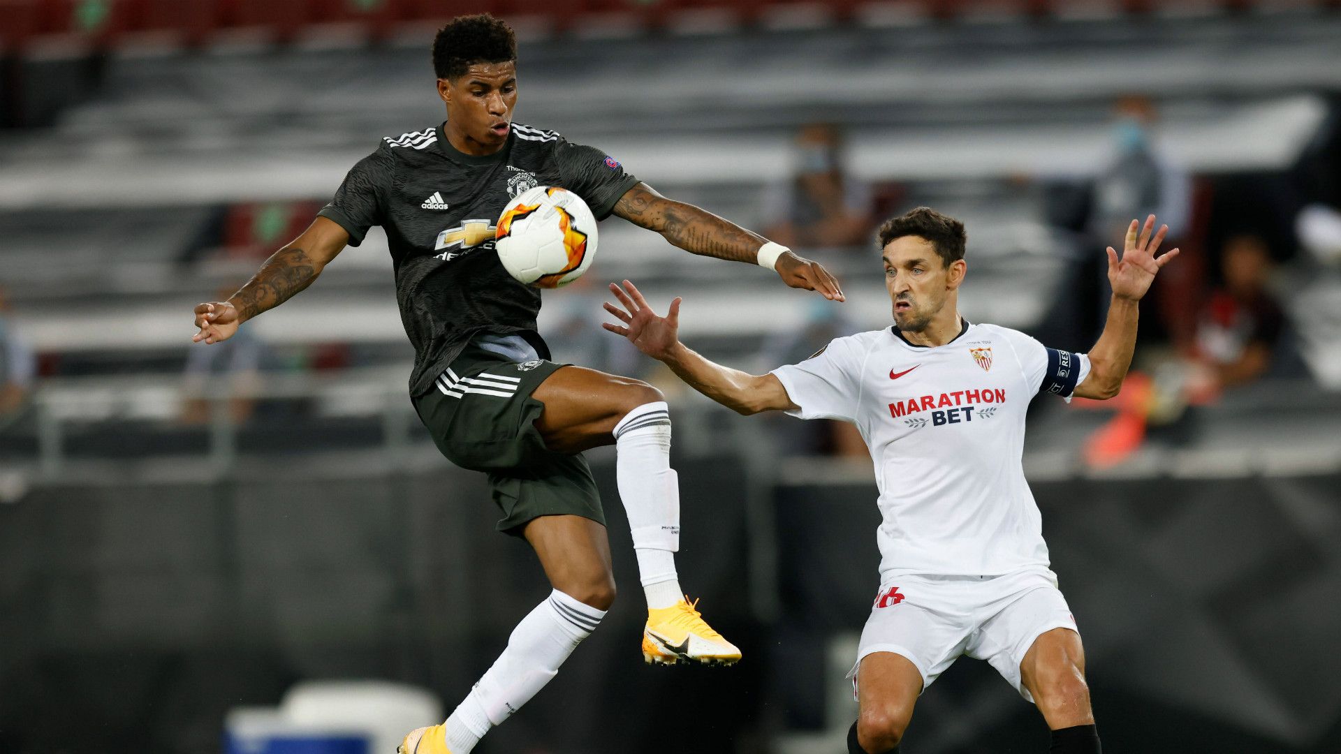 GERMANY ONLY: MARCUS RASHFORD MANCHESTER UNITED JESUS NAVAS SEVILLA EUROPA LEAGUE 16082020
