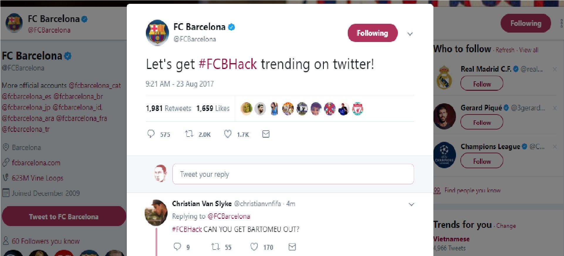 Barcelona Facebook Twitter hack 3