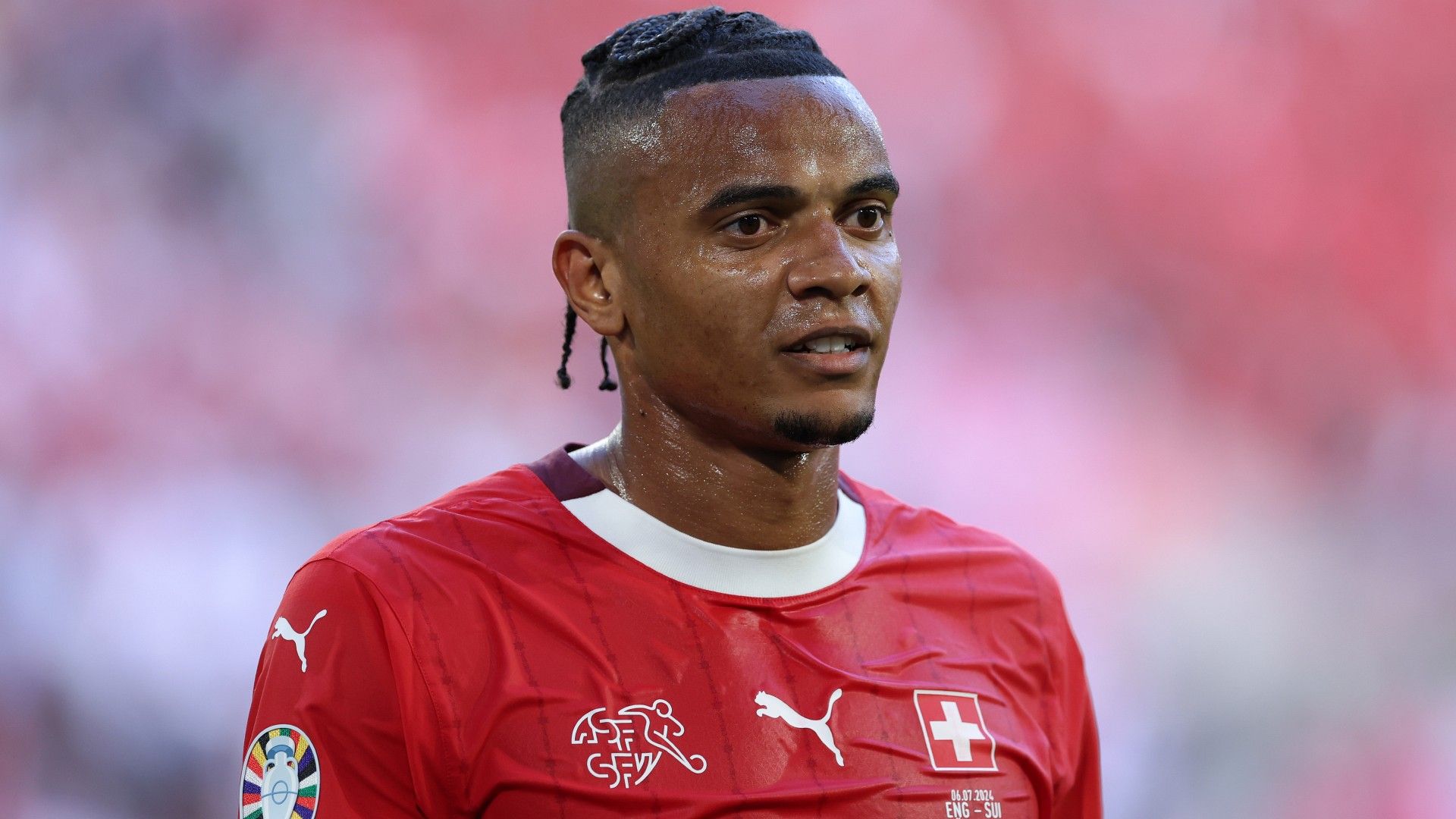 Manuel Akanji of Switzerland looks on 