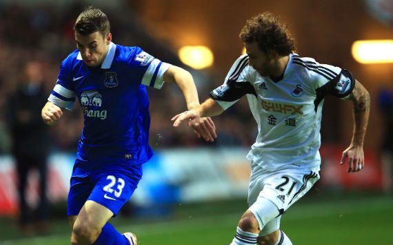 EPL; Jose Alberto Canas; Seamus Colema; Swansea City v Everton; 12/22/2013