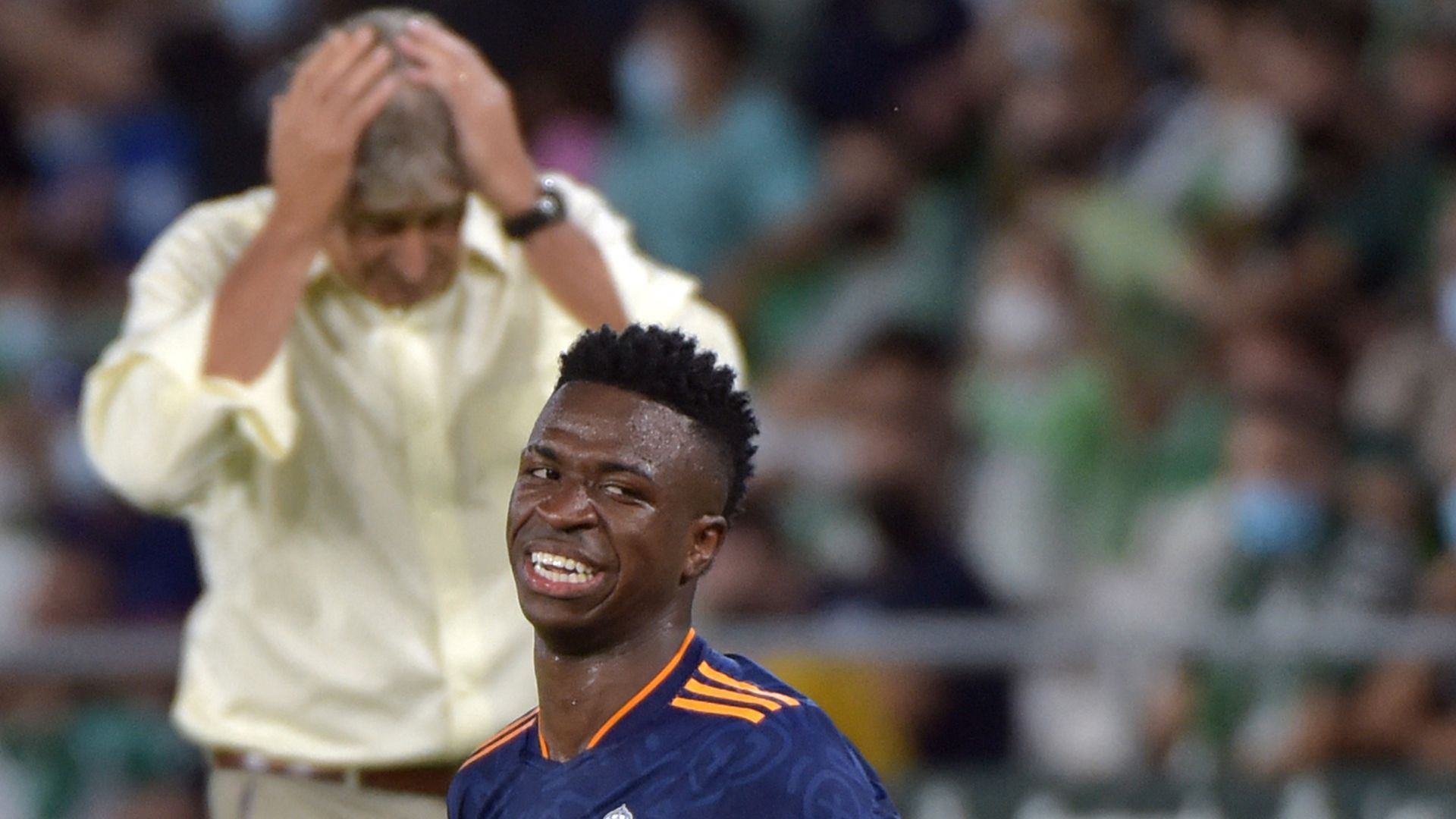 Pellegrini y Vinicius, en el Betis vs. Real Madrid