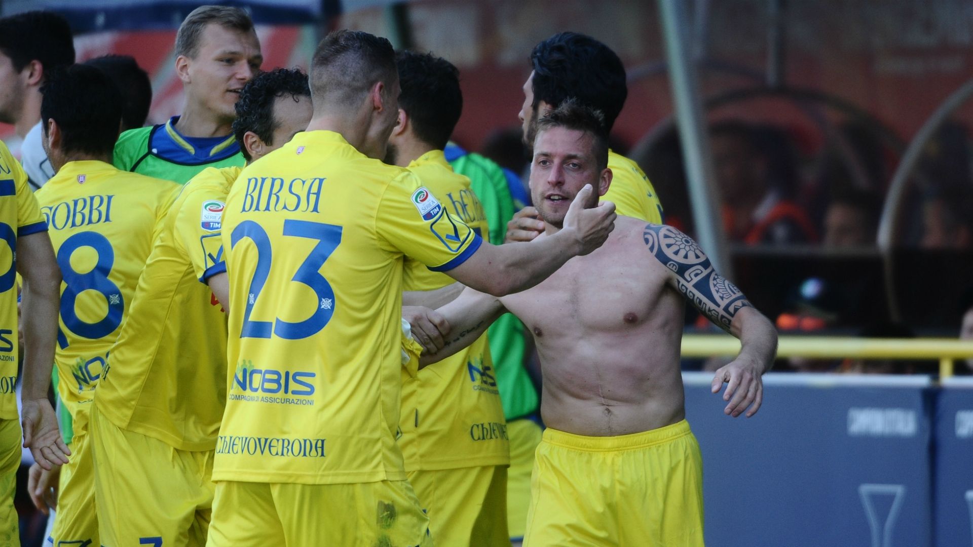 Chievo celebrating Bologna Chievo Serie A