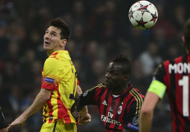 Lionel Messi Mario Balotelli Barcelona AC Milan Champions League