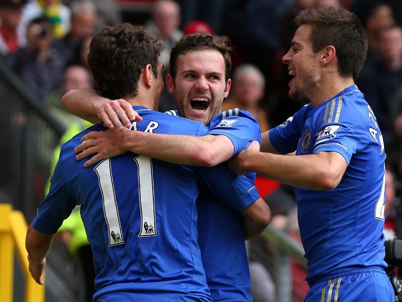EPL - Manchester United v Chelsea,  Juan Mata, Oscar and Cesar Azpilicueta