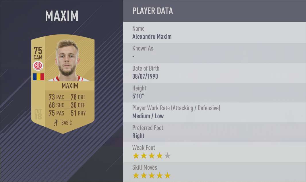 Alexandru Maxim FIFA 18 Skill Players