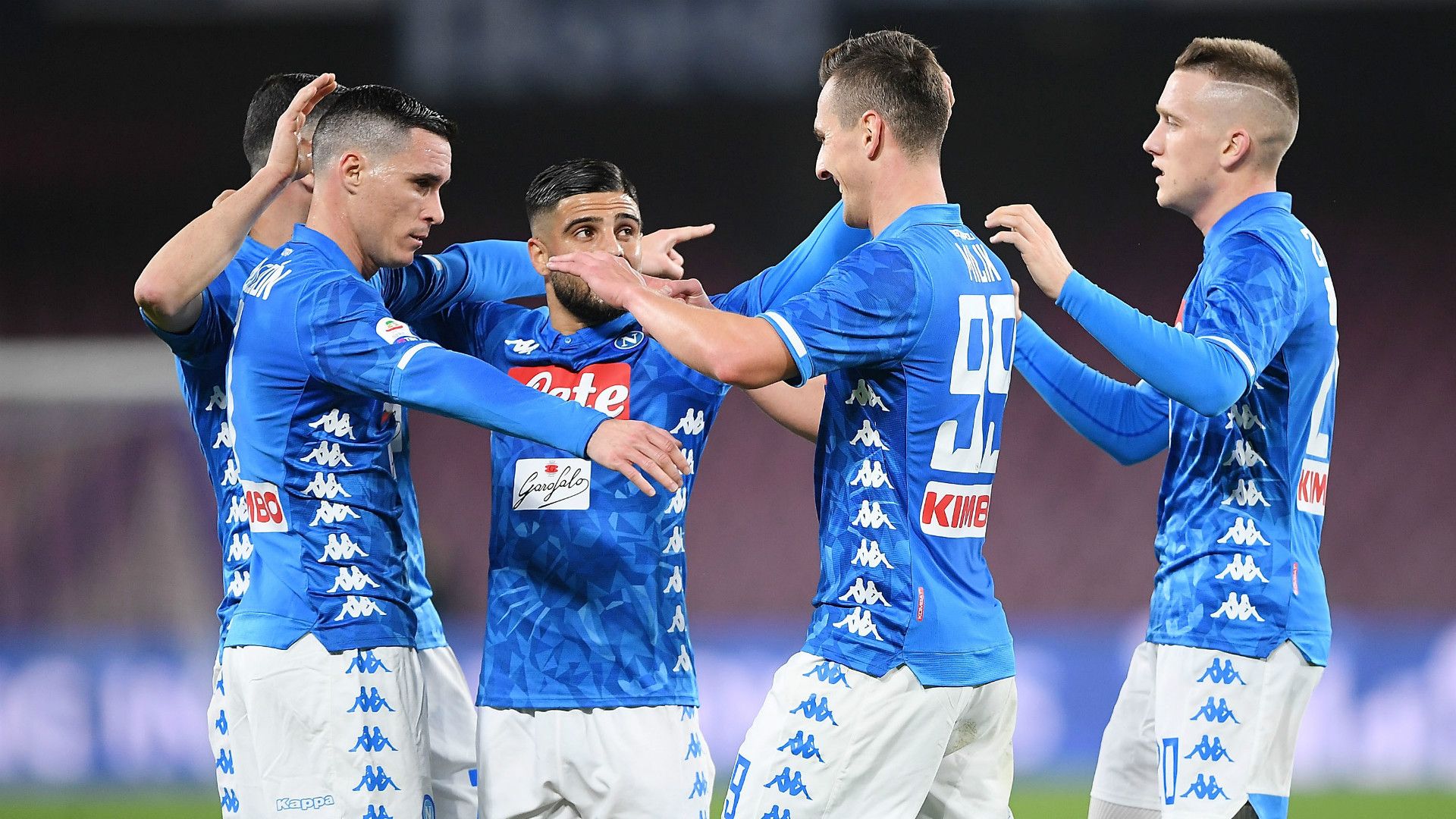 Napoli celebrating Sampdoria Serie A