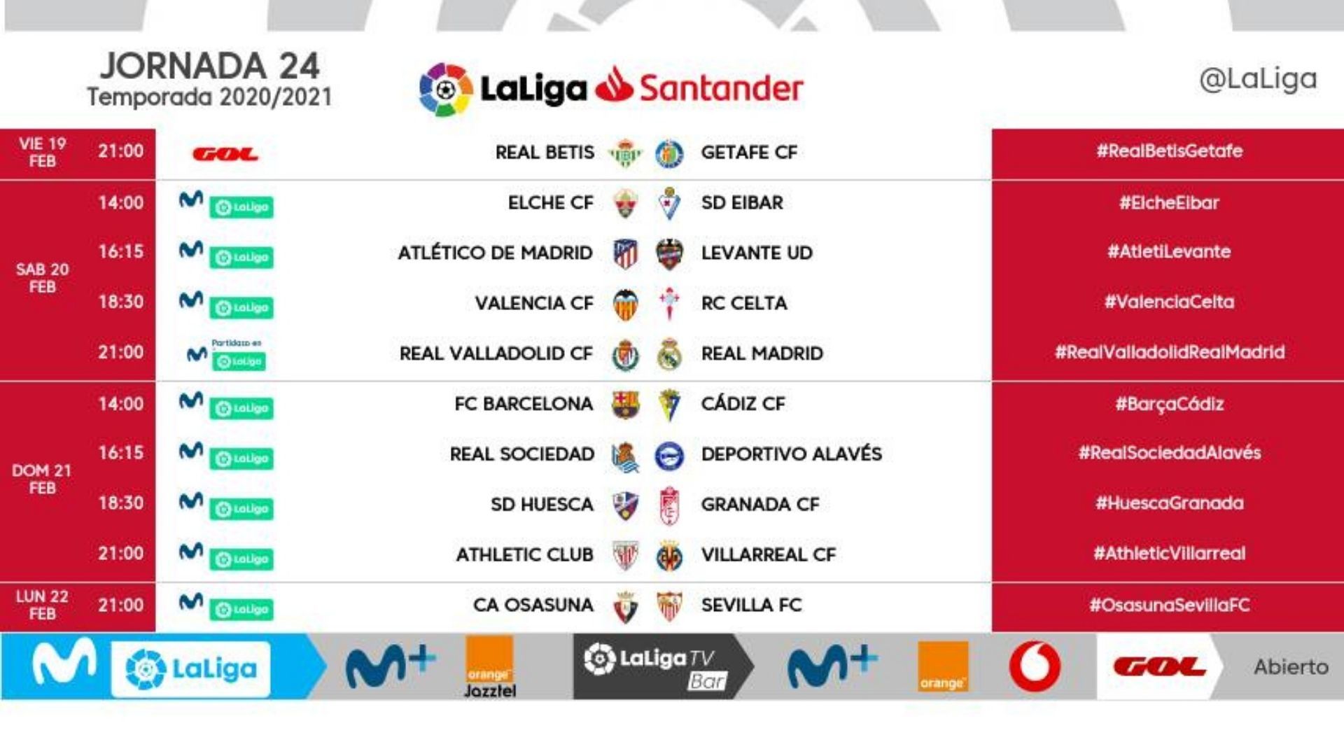 Jornada 24 de liga