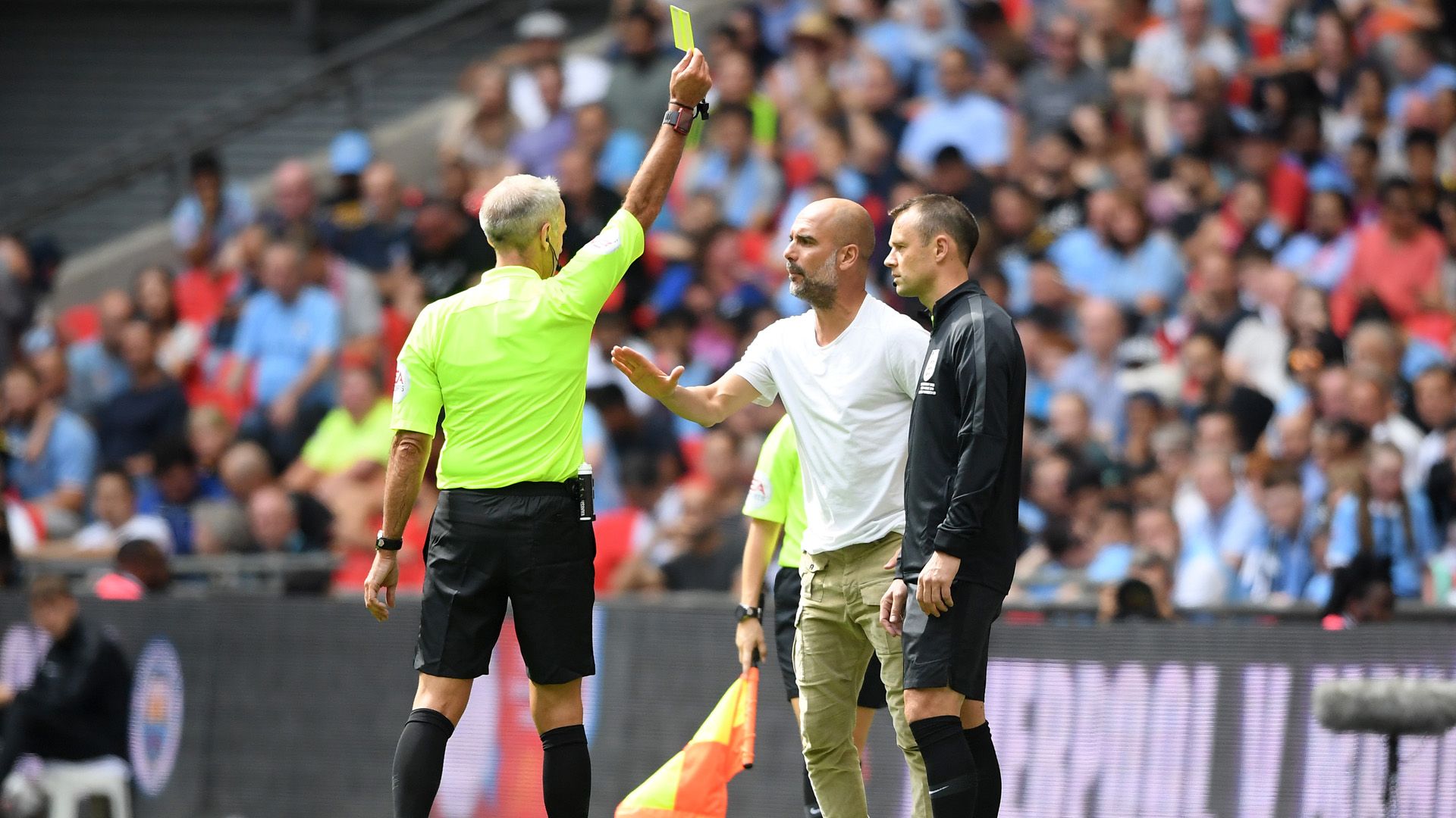 Pep Guardiola Manchester City yellow card