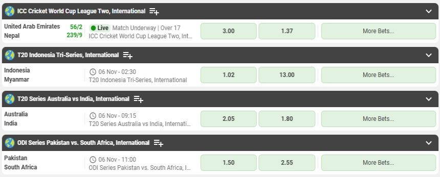 Betway ZA Cricket Betting