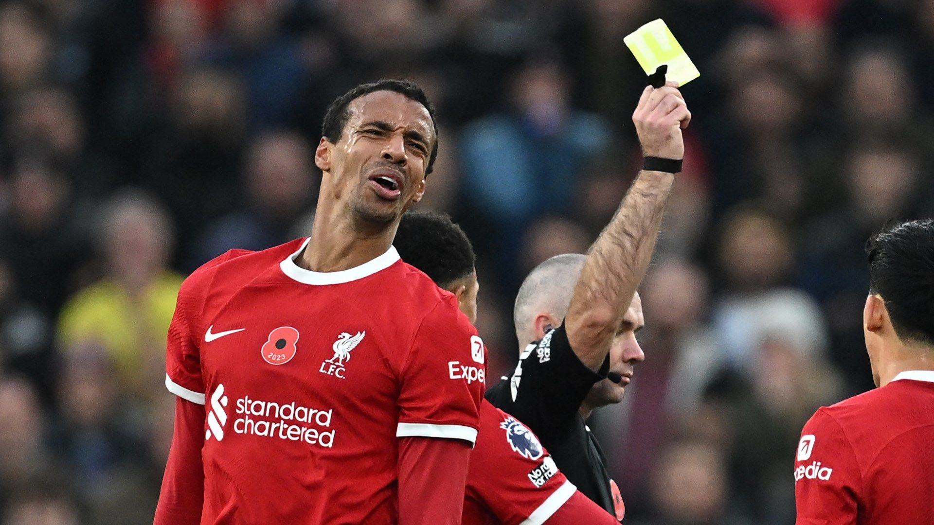 Joel Matip yellow Liverpool Brentford Premier League 2023-24