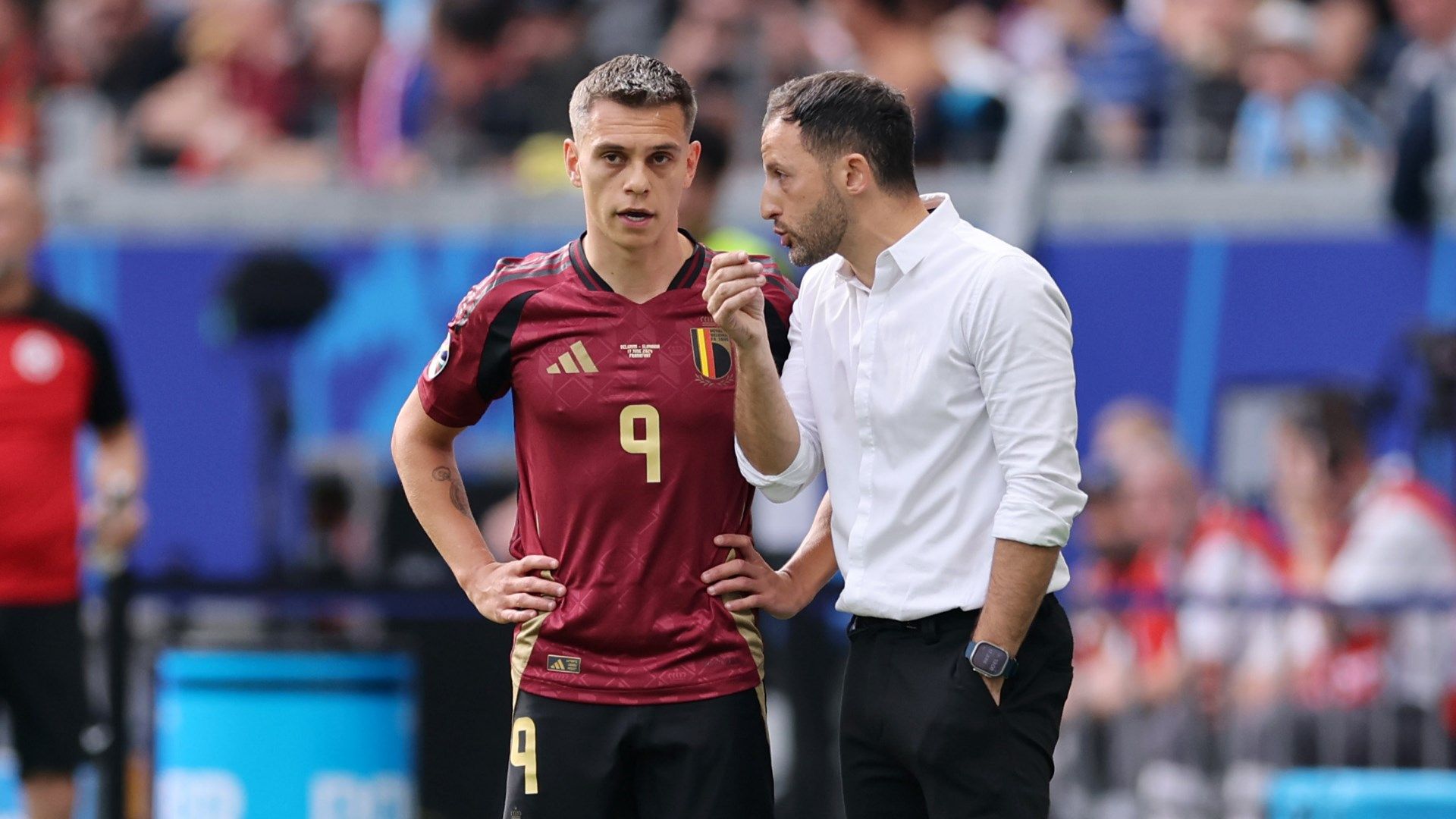 Leandro Trossard and Belgium boss Domenico Tedesco