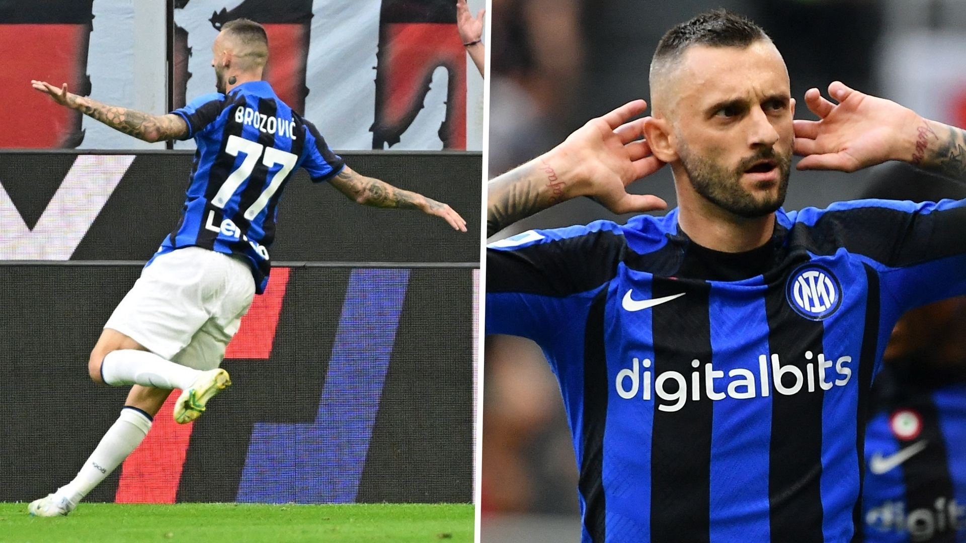 Brozovic celebrate Milan Inter Derby