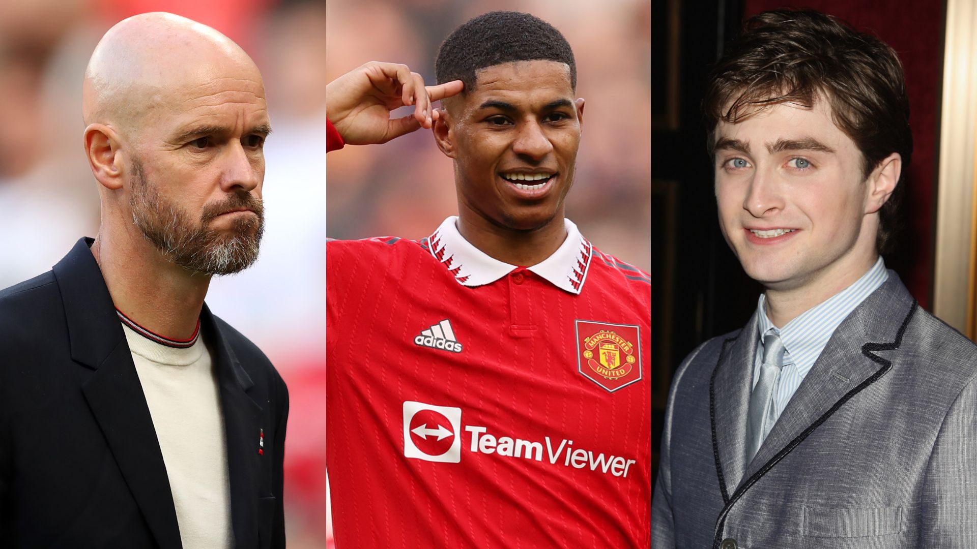 Erik ten Hag Marcus Rashford Manchester United w/ Daniel Radcliffe split