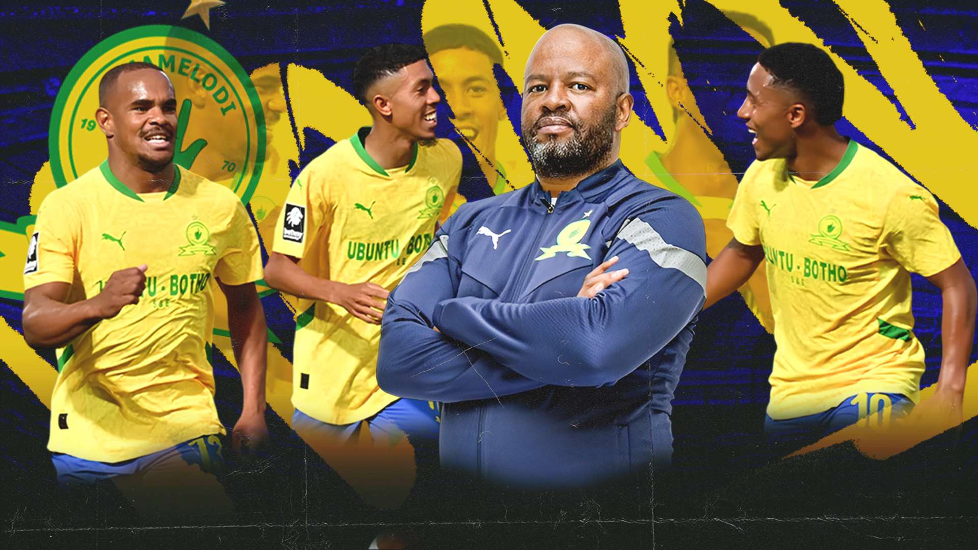 Manqoba Mngqithi, Lucas Ribeiro, Tashreeq Matthews and Iqraam Rayners of Mamelodi Sundowns