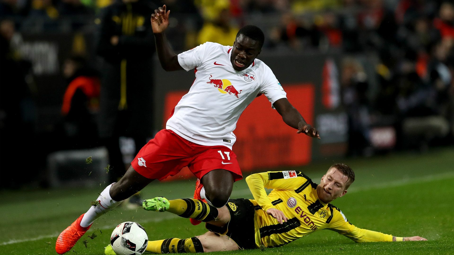 DAYOT UPAMECANO LEIPZIG MARCO REUS BORUSSIA DORTMUND GERMAN BUNDESLIGA 04022017