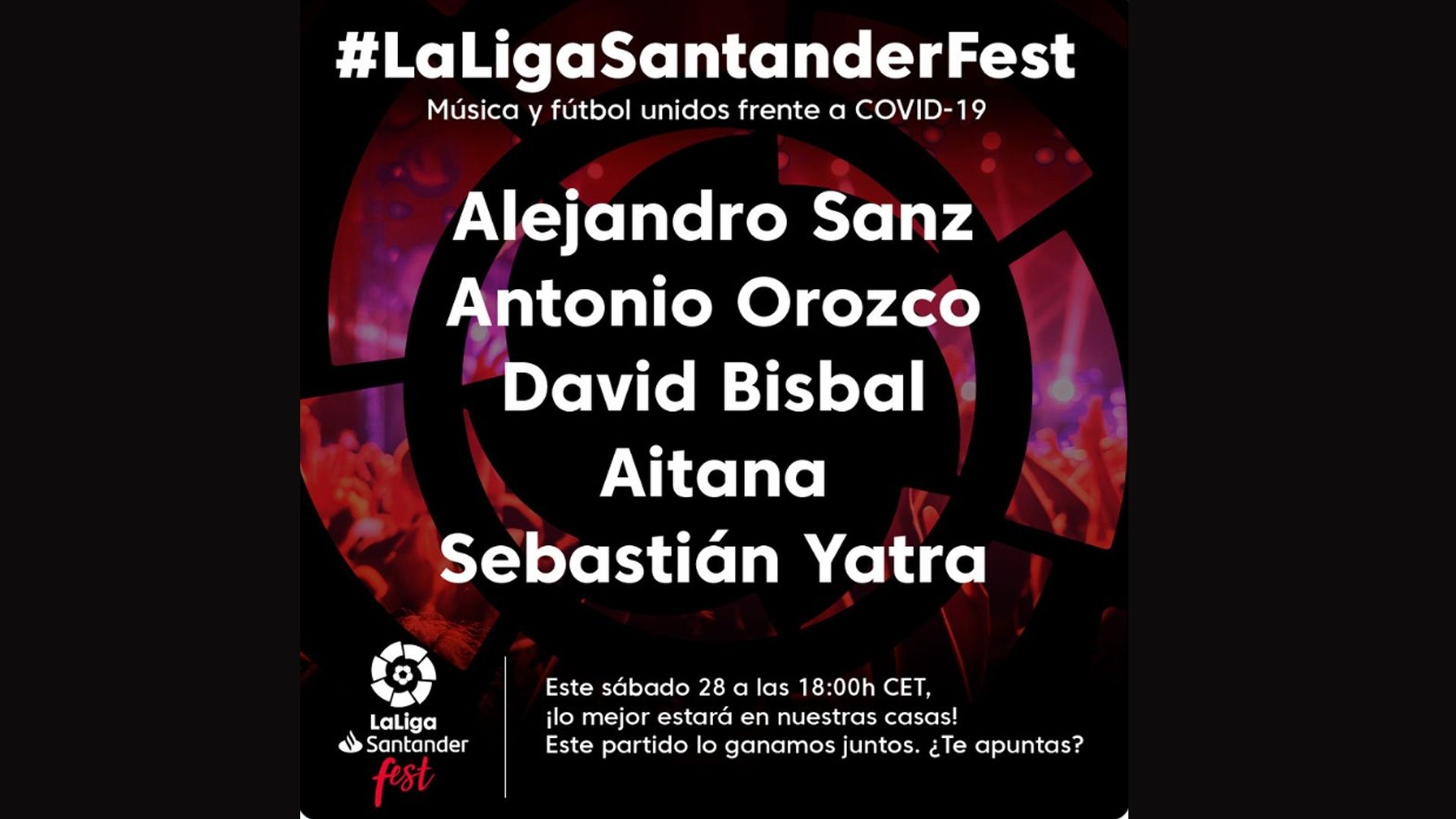 #LaLigaSantanderFest , concierto solidario para combatir el coronavirus