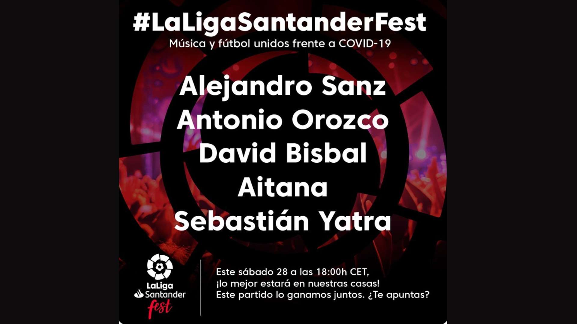 #LaLigaSantanderFest , concierto solidario para combatir el coronavirus